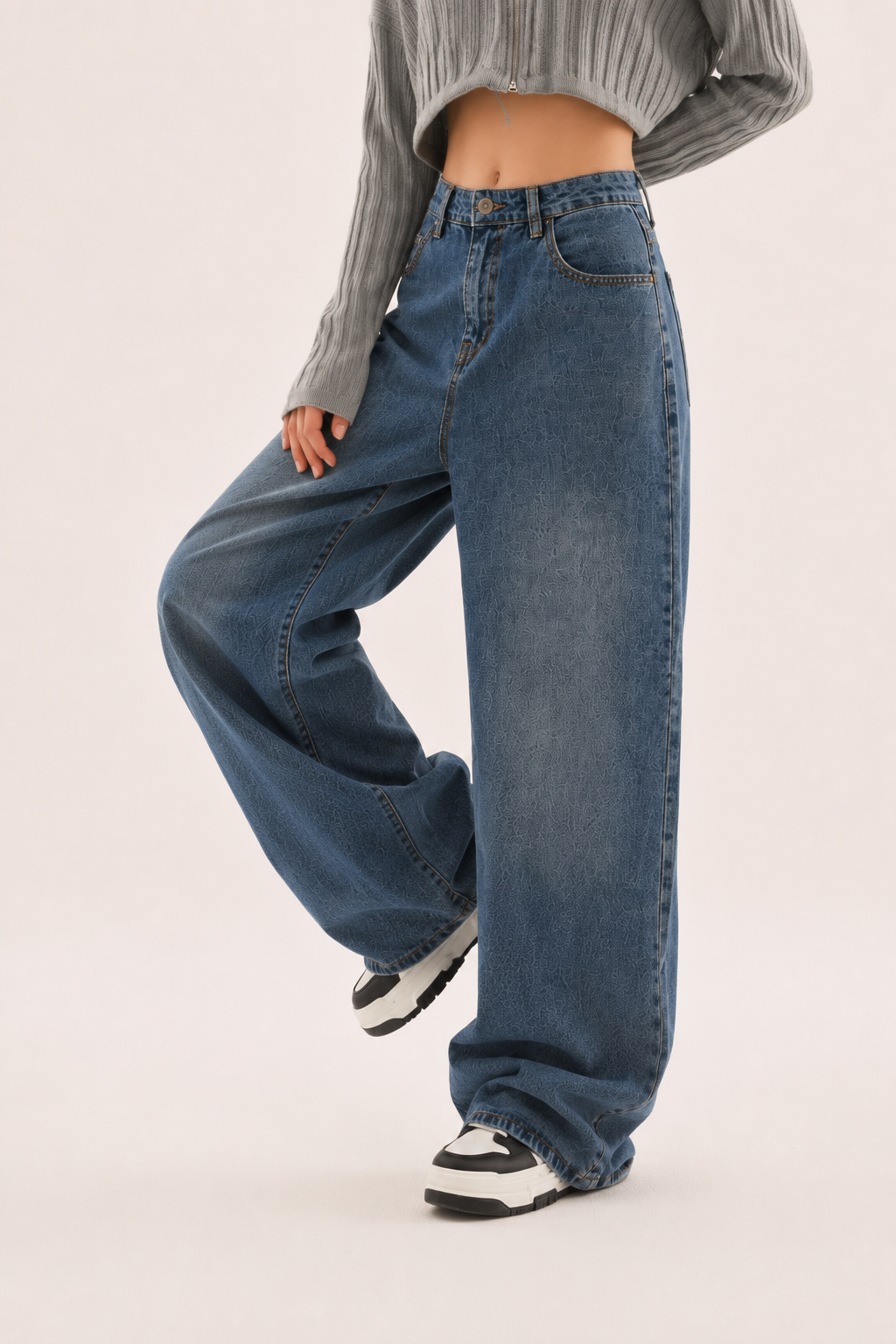 Vaqueros wide leg de tiro alto con costuras delanteras - Anika
