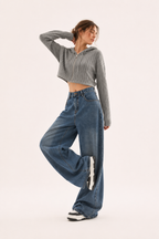 Vaqueros wide leg de tiro alto con costuras delanteras - Anika