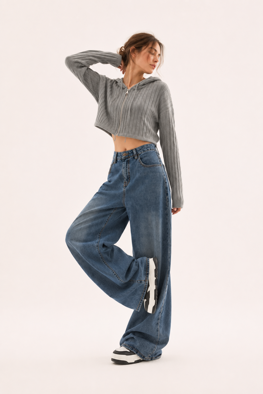 Vaqueros wide leg de tiro alto con costuras delanteras - Anika