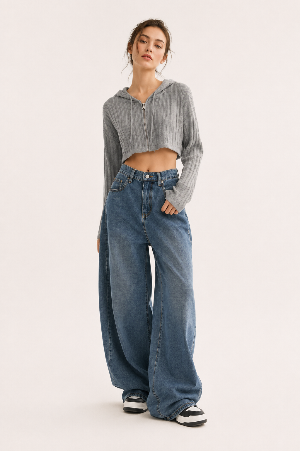 Vaqueros wide leg de tiro alto con costuras delanteras - Anika