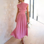Noelle - Vestido plisado de cuello alto