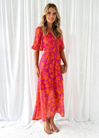 Vestido midi mujer estampado floral manga abullonada - Katy